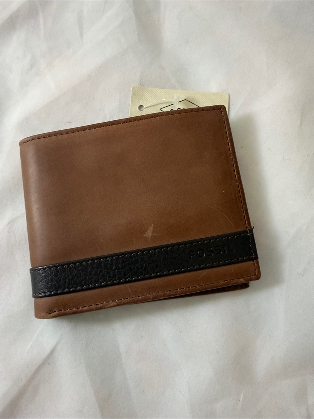 Fossil Brown Leather Wallet with Black Accent
